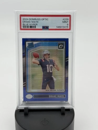 2024 Panini Optic - Rated Rookie Drake Maye #229 Blue Hyper Prizm (RC) PSA 9