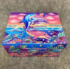 Lisa Frank Dancing Dolphins Jewelry Trinket Box Case Cardboard Mirror Light Up
