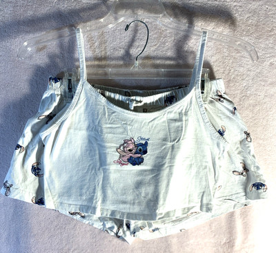 Disney x Primark STITICH and ANGEL White Pajama Set Tank Top & Boxers Size S
