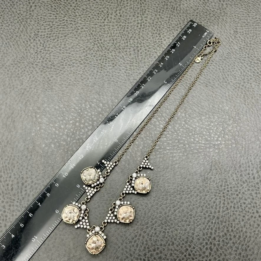 Collar llamativo Ann Taylor LOFT para mujer tono dorado cristal estrás babero vidrio Foto 3 de 4