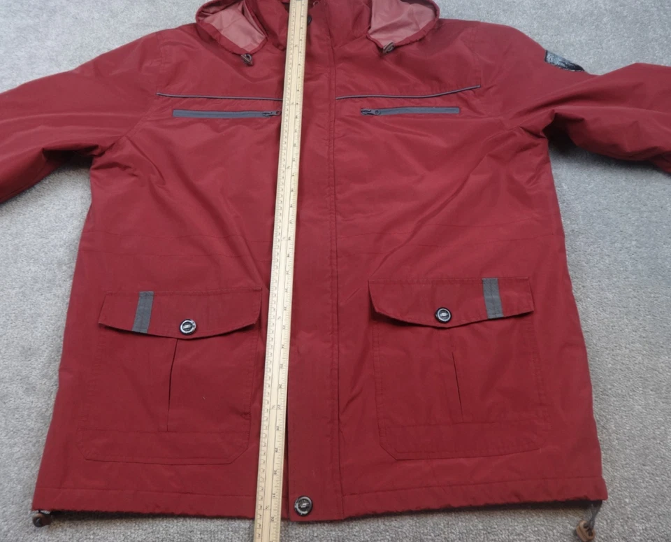 Atlas For Men Jacket Mens XL Waterproof Parka Red Hooded Quilted Outdoor Warm - Image 4 of 4