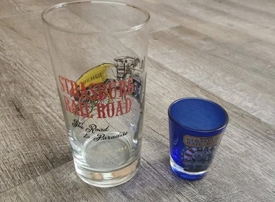 Lot Of 2 Strasburg Railroad Drink Tumbler Glass & Shot Glass Vintage Steam Train