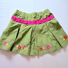 Gymboree Flower Bow Pleated Skort Green w Pink  Yellow Flowers - Girl's 5