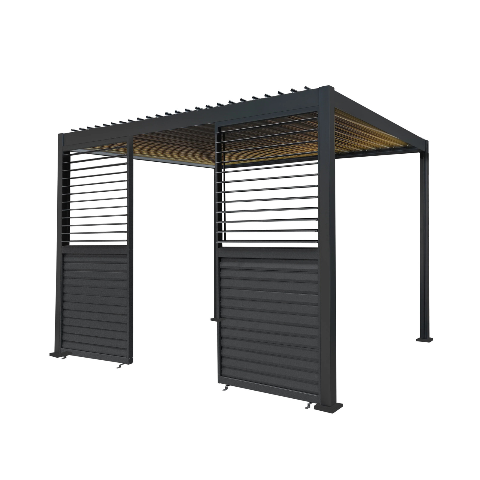 Metal Pergola 3m x 3m Anthracite Grey With LED Lights & 2 Side