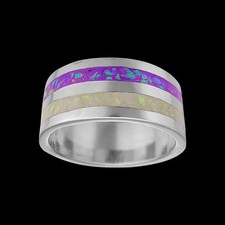 925 Sterling Silver White Violet Opal Two-Loop Statement Ring - Handmade...