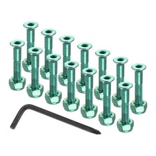 17mm/ 0.7" Skateboard Hardware Kit, 16 Pcs Mounting Screws, Green