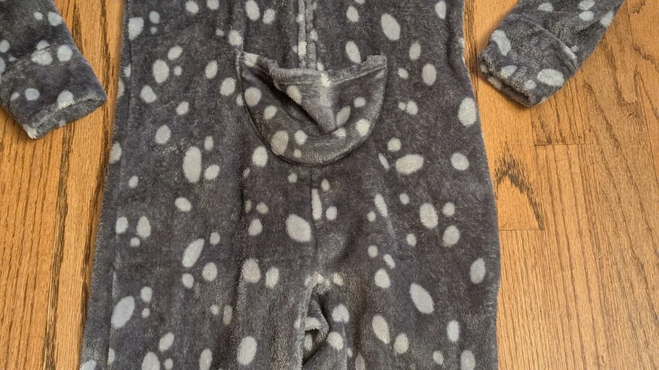 Pijama de una pieza de reno Justice Girls, niños talla 10, disfraz gris Navidad Foto 4 de 4