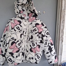 NWT Disney Minnie Mouse AOP Winter Coat Jacket L 10/12 Pink Bows