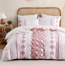 Pink Tufted Duvet Cover Queen Size 100 Cotton Boho Duvet Cover Set 3 Pieces Pin