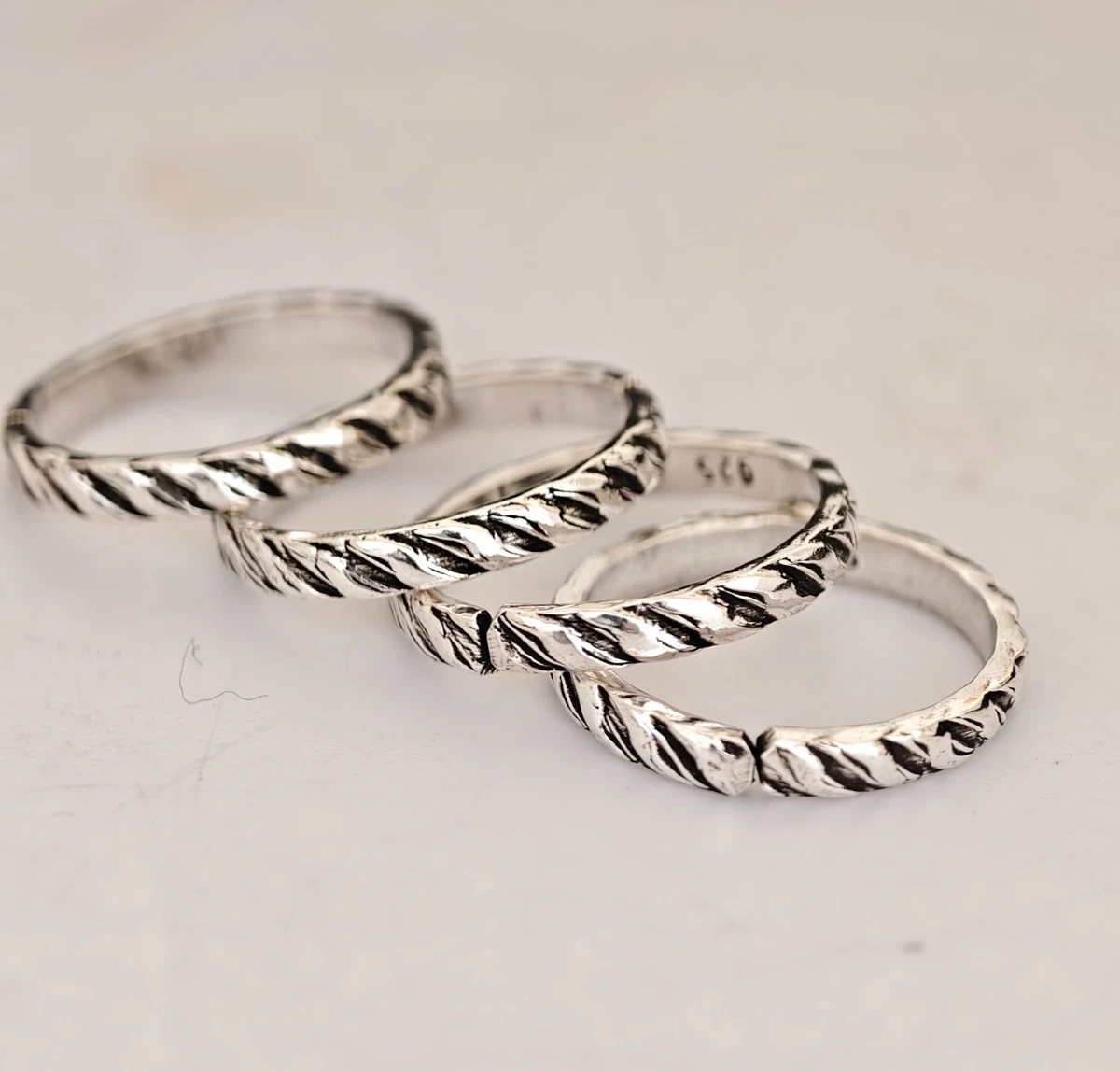 925 Sterling Silber Vintage Twist Zehenring oxidiert verstellbar geflochten B...