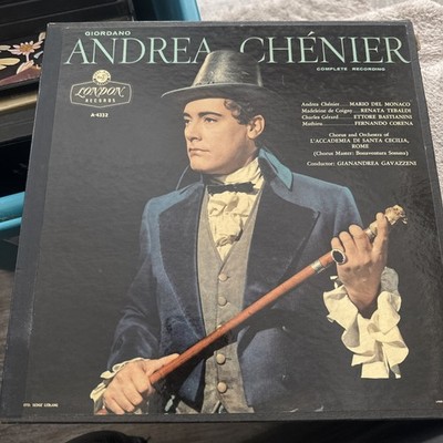 Giordano Andrea Chenier, London Records A-4332, 3 Record Box Set, Black Label
