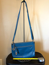 Brighton Blue Embossed Crossbody Bag Medium Z...