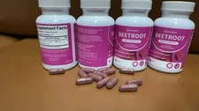1-4pack Capsules Rosabella Supports Blood Pressure 60Ct Organic Beet Root Powder