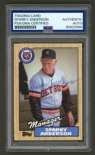 Sparky Anderson Signed 1987 Topps Card #218 (PSA) Manager Detroit Tigers Auto