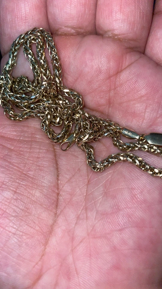 10K YELLOW GOLD Braided WHEAT LINK STYLE CHAIN NECKLACE UNISEX 3MM - Image 3 of 4