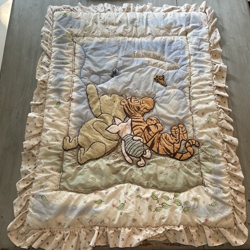 Vtg Y2K Disney Winnie The Pooh Tigger Nursery Bedding Baby Quilt Blanket 46”x36”