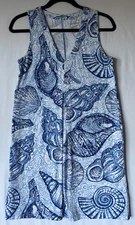 Lilly Pulitzer Dress Women XS Blue Seashell Print Sleeveless Shift Pima Cotton