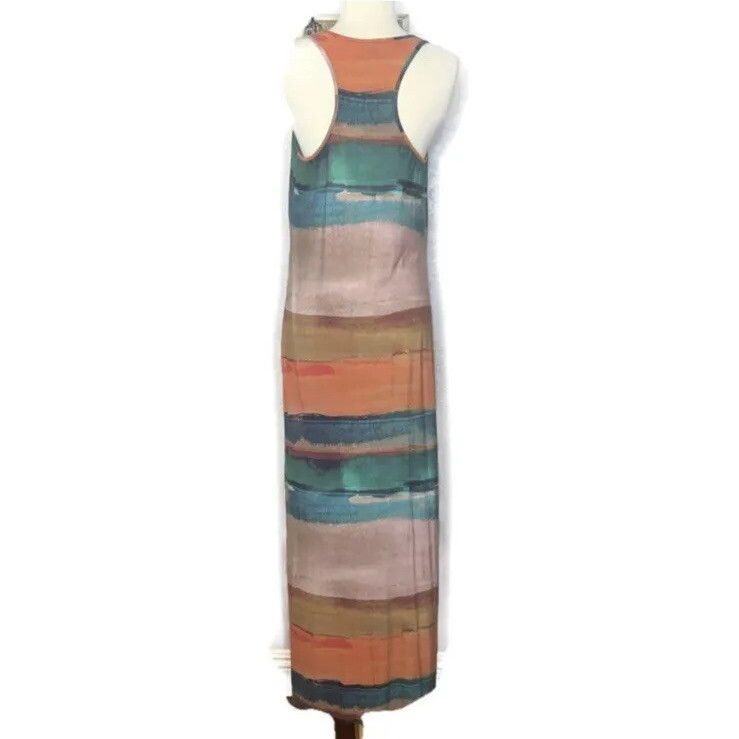 HH Haute Hippie Watercolor Multicolor Racerback Jersey Knit Modal Maxi  Dress M