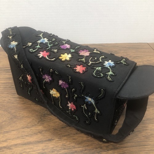 Vintage Lafaye Micro Beaded Box Purse Floral Embroidery Small Evening Bag - Picture 13 of 22