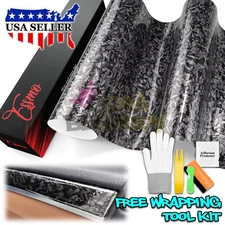 ESSMO PET Marble Forged Gloss Carbon Fiber Silver Car Vehicle Vinyl Wrap Decal