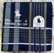 MAN HANDKERCHIEF COTTON ART POCKET SQUARE 17" CLASSIC VINTAGE DARK BLUE STRIPED