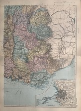 1891 South Of France With Marseille Inset Hand Coloured Map by G.W. Bacon