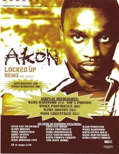 AKON Rare VINTAGE Locked up 2004 PROMO TRADE AD Poster for Trouble CD 8.5x11