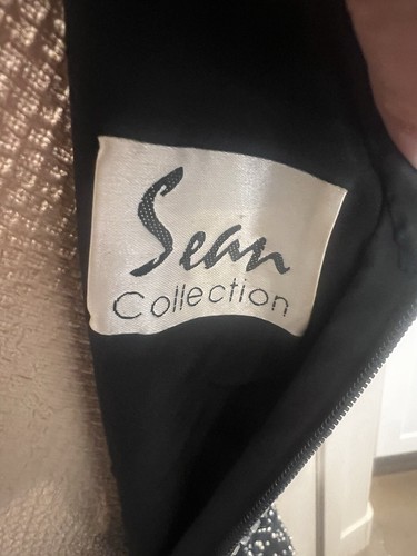 Sean Collection Black & Silver 100% Silk Beaded Gown Size M. Vintage Y2K - Picture 5 of 8