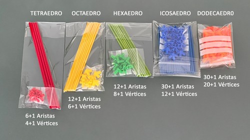 Construcción 5 poliedros. Tetraedro, hexaedro, octaedro, icosaedro, dodecaedro. - Imagen 2 de 7