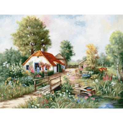 Luca-S Kreuzstichset ''Ländliche Landschaft'', Zählmuster, 46x35cm