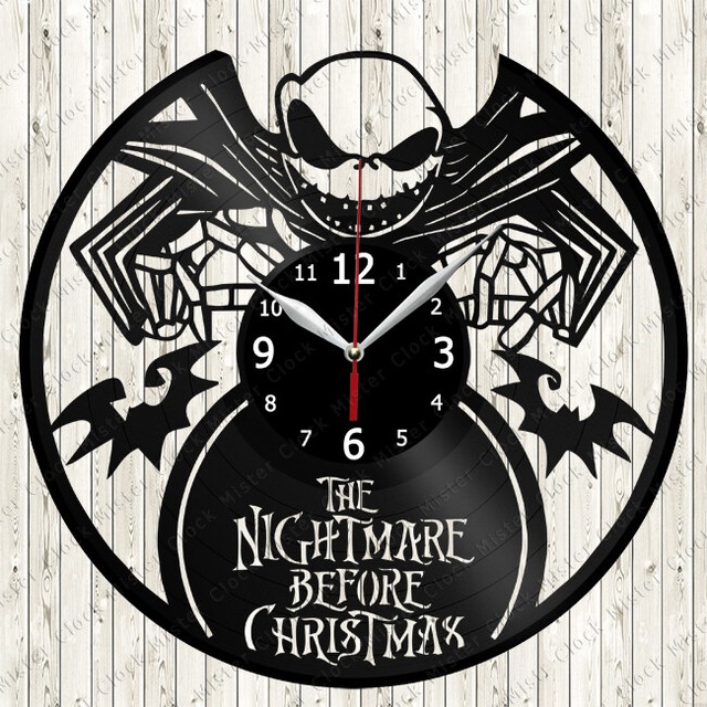 Nightmare Before Christmas Vinyl Record Wall Clock Decor Handmade 2586