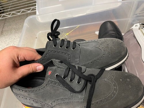 Prada Gray Suede Leather Wingtip Shoes 