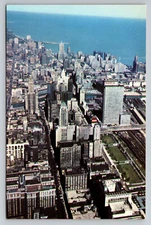 Chicago Illinois Aerial View Downtown Loop Postcard