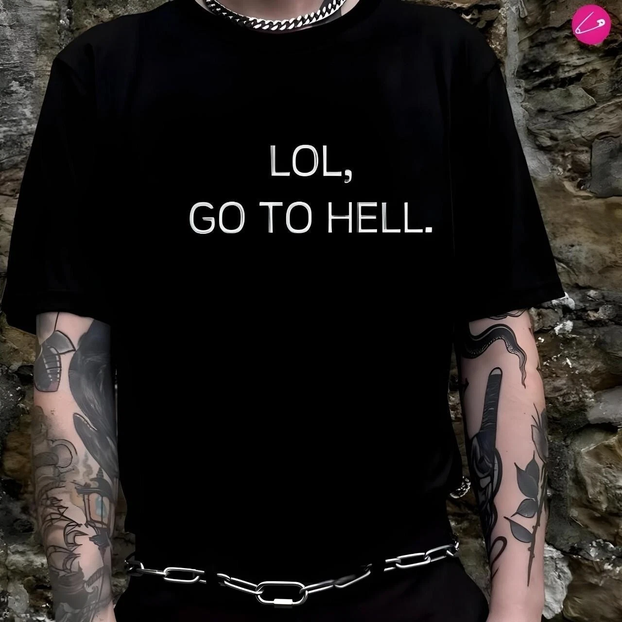 Lol, Go To Hell Gothic Alternative Occult Emo Punk Rock Funny Skater T-Shirt