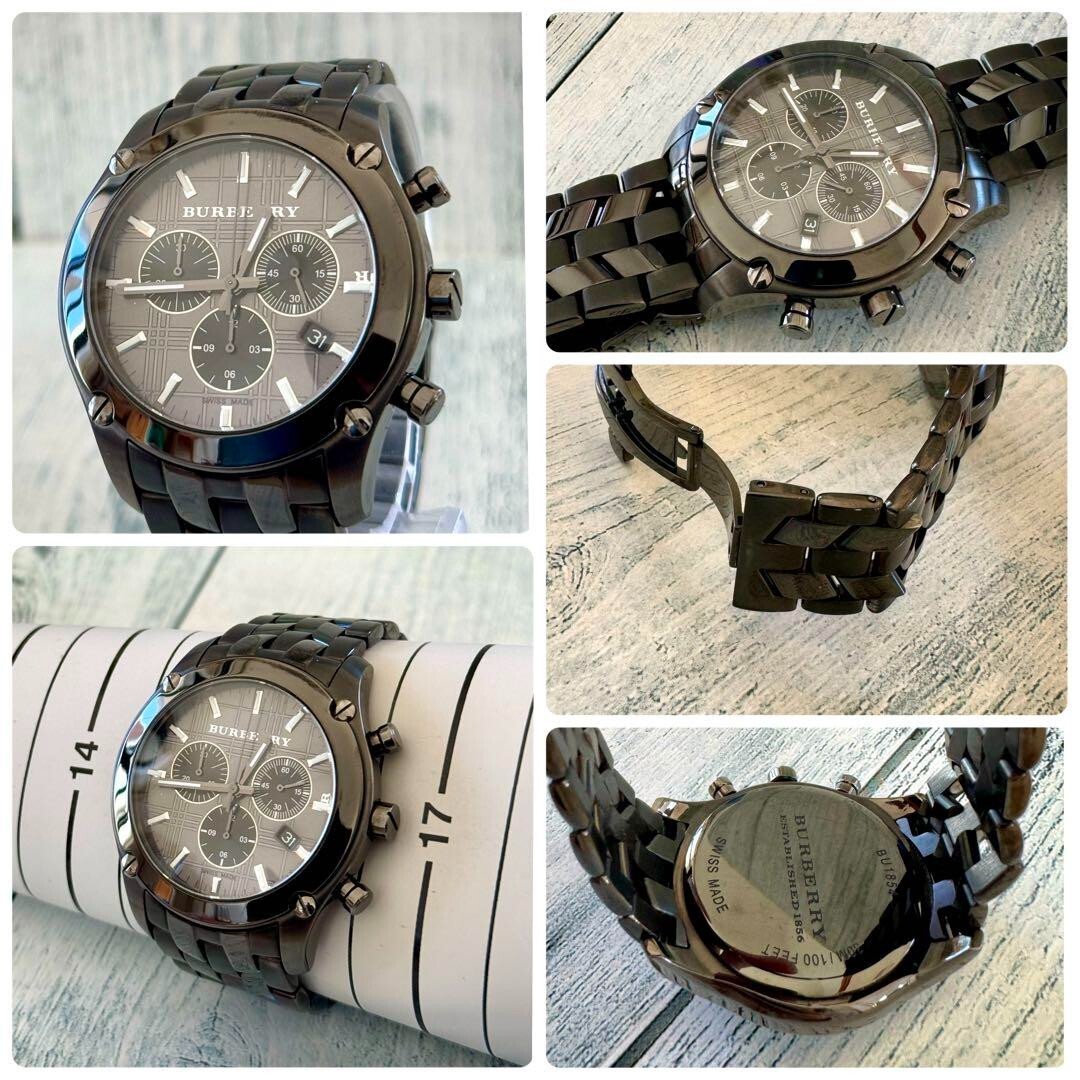 BURBERRY BU1854 Watch Chronograph Rare Used From Japan Check