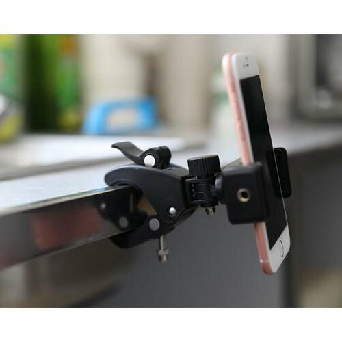 Universal 1/4" Desktop Mount Phone Clip Clamp Stand fr Tripod Ball Head Flex Arm - Picture 3 of 8