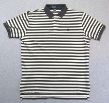 Polo by Ralph Lauren Collared Polo Shirt, Men's Large, Gray/White Stripe, Cotton