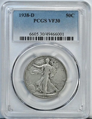 1938 D Walking Liberty VF30 PCGS Graded Half Dollar Denver Coin 6605