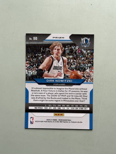 2020 Panini Prizm Blue Shimmer Dirk Nowitzki /35 Dallas Mavericks - Picture 2 of 10