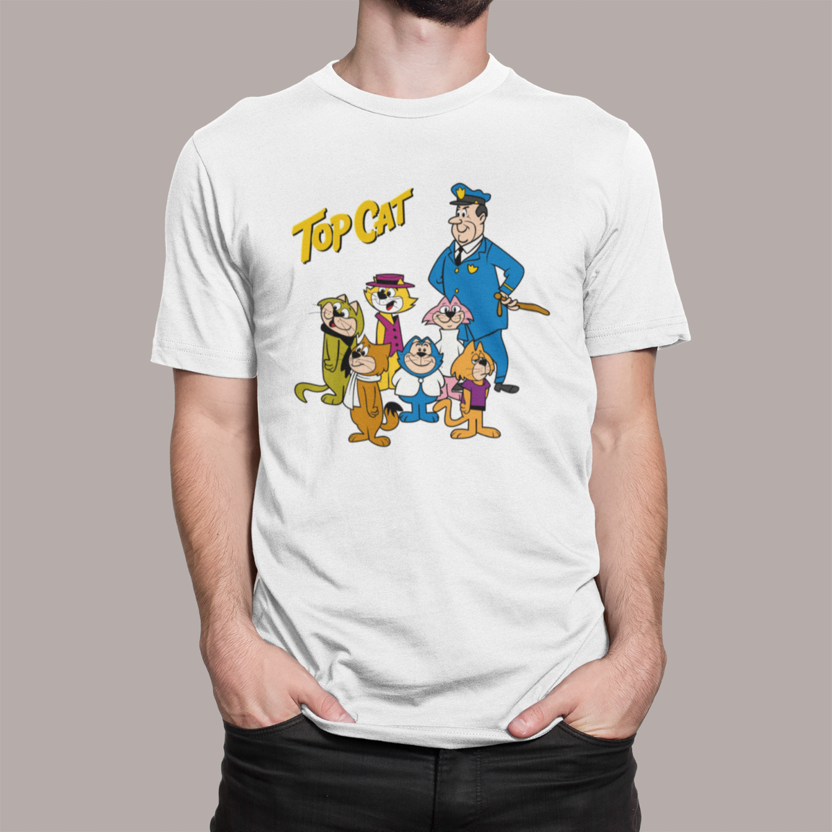 TOP CAT INSPIRED T SHIRT 70S 80S RETRO COOL ADULT KIDS