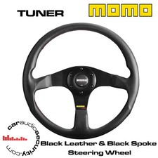 Momo Tuner 350mm Black Leather Black Aluminium Centre Spokes Steering Wheel Momo Tuner 350mm Black Leather Black Aluminium Centre Spokes Steering Wheel