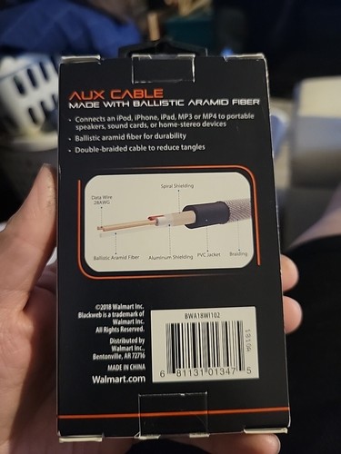 Blackweb 3ft Flax Aux Cable For Ipads, Ipods, IPhones, And Other Audio Players - Picture 2 of 3