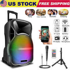 12  Bluetooth Speaker Subwoofer Heavy Bass System W/ Mic Tripod Stand Remote