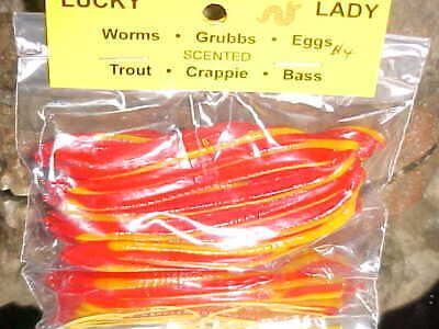 Bass Scented Worms Color #41 JAPO Lucky Lady 3" Trout,Crappie,Panfish Gills