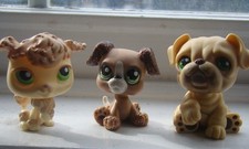 Three Vintage Littlest Pet Shop Dog Figures Hasbro LPS Toy 2000s