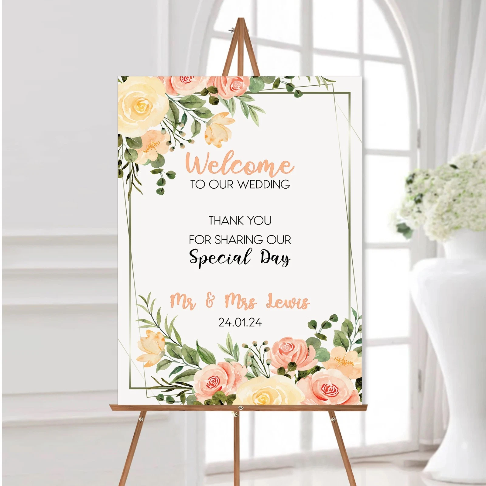 Wedding Welcome Sign Personalised Foliage Poster
