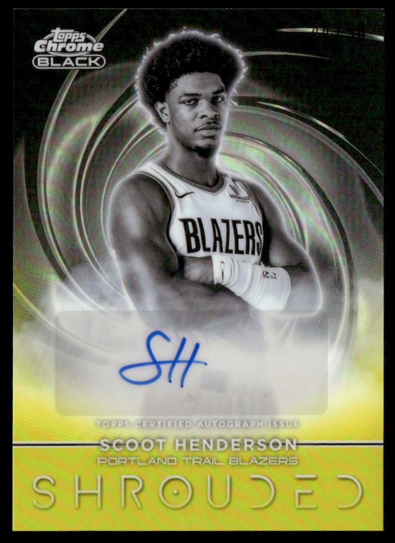 2025-26 Topps Chrome Black Scoot Henderson Shrouded Signatures Gold #'d/50