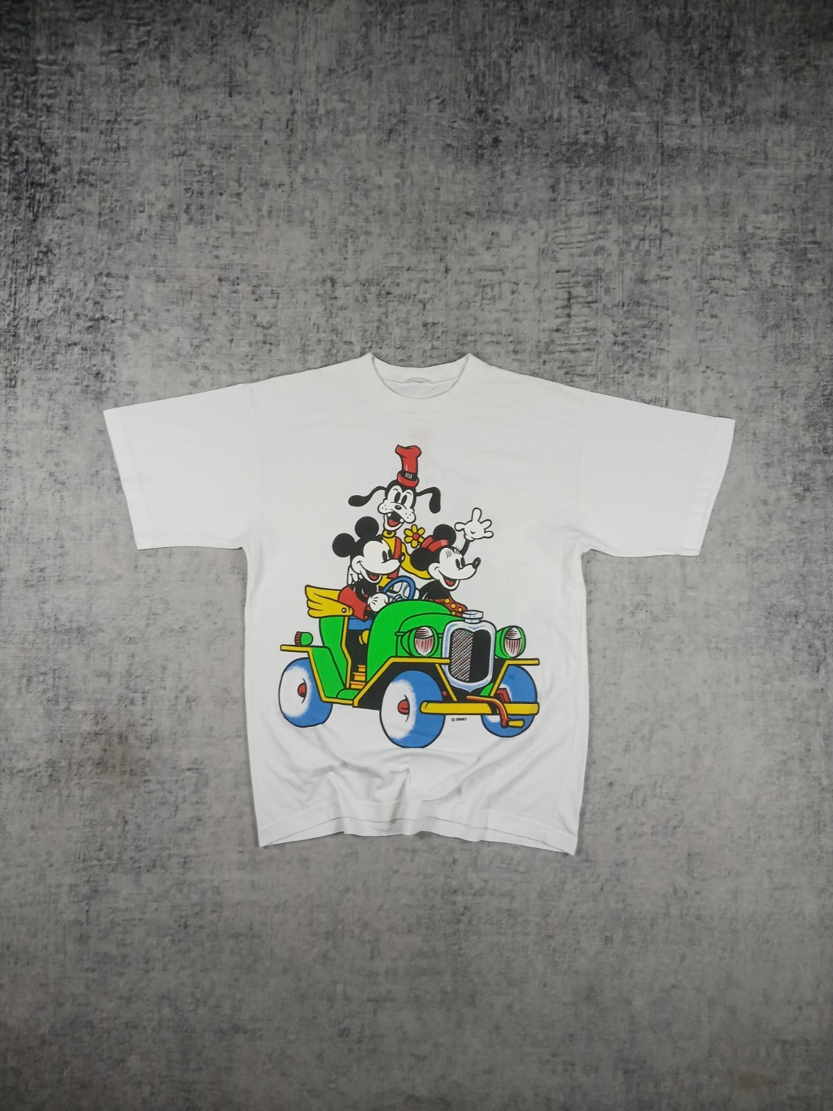 Disney T-shirt uomo bianca jersey cotone grafica Topolino Minni Pippo auto L