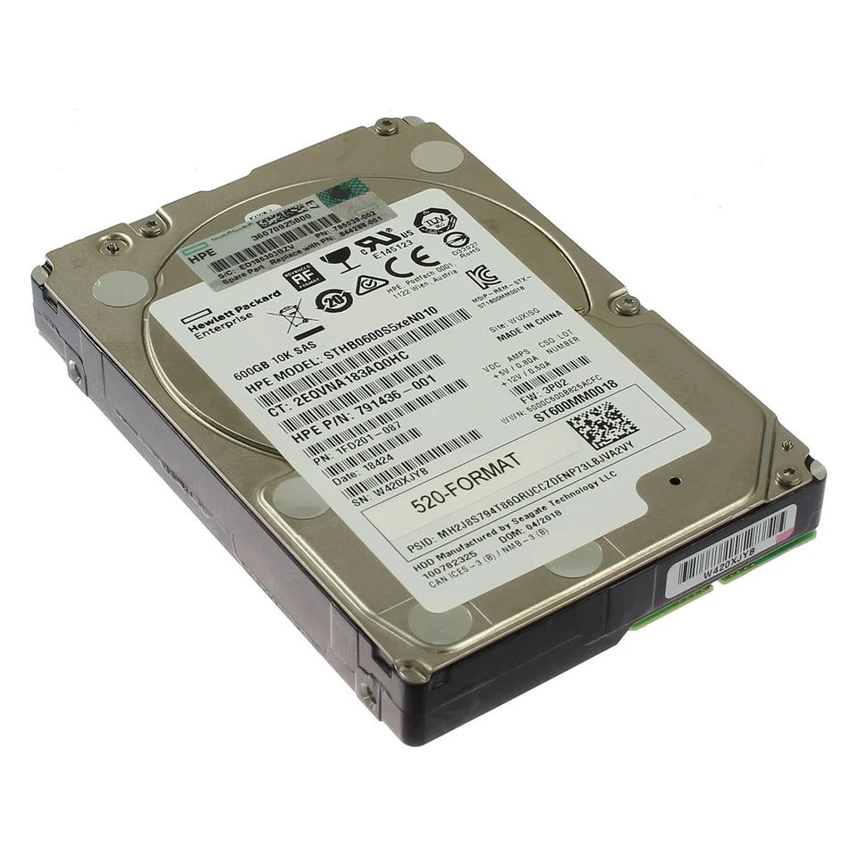 HP 600GB 10k SAS 12G 520 2,5" SAS-Festplatte - 844288-001