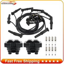 2 Ignition Coil Pack 8 Spark Plugs & Wire Set for Mazda B2300 B2500 Ford Mercury